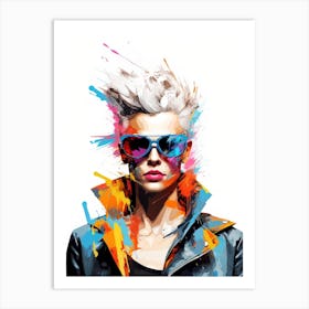 Girl With Colorful Hair And Sunglasses Art Print