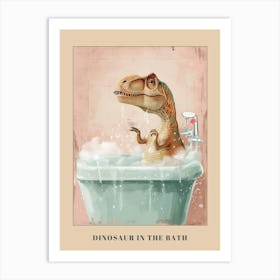 Dinosaur In The Bubble Bath Pastels Poster Art Print