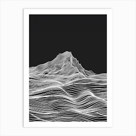 Scafell Mountain Line Drawing 4 Art Print