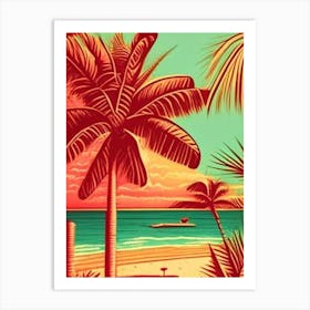 Cancun Mexico Vintage Sketch Tropical Destination Art Print