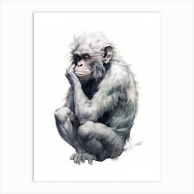 Watercolour Thinker Monkey 4 Art Print