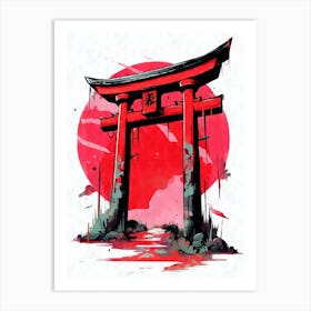 Aesthetic Japanese Shinto Shrine Torii Gate Abstract Art Print