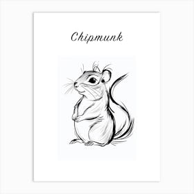 B&W Chipmunk Poster Art Print