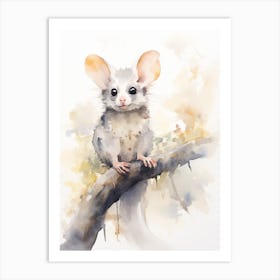 Light Watercolor Painting Of A Playful Possum 2 Art Print