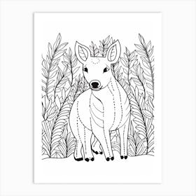 Line Art Jungle Animal Malayan Tapir 2 Art Print