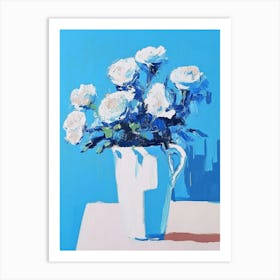 White Roses In A Vase Art Print