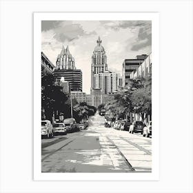 Duotone Illustration Austin Austin Texas 2 Art Print