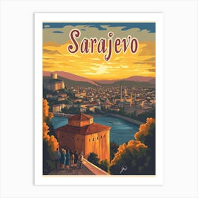 Aihrgdesign A Mid Century Modern Travel Poster For Sarajevo 2 Art Print