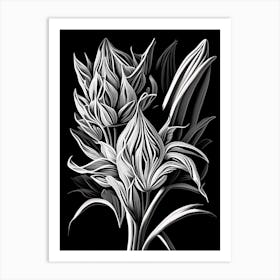 Tuberose Leaf Linocut 2 Art Print