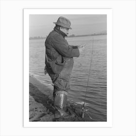 Fisherman On Banks Of Columbia River, Cowlitz County, Washington By Russell Lee Art Print