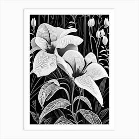 Trillium Wildflower Linocut Art Print