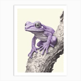 Purple Tree Frog Vintage Botanical 2 Art Print