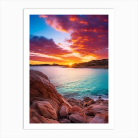 Lucky Bay Australia At Sunset, Vibrant Painting 2 Art Print