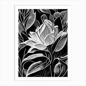 Southern Magnolia Leaf Linocut Art Print