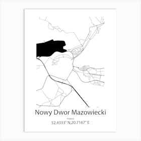 Nowy Dwor Mazowiecki,Poland Minimalist Map Art Print