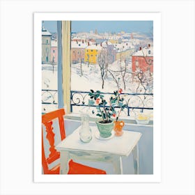 The Windowsill Of Vienna   Austria Snow Inspired By Matisse 1 Art Print