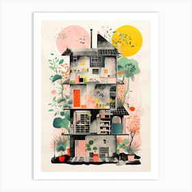 A House In Tokyo, Abstract Risograph Style 2 Art Print