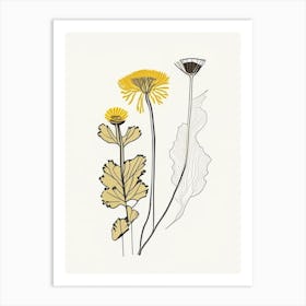 Coltsfoot Spices And Herbs Minimal Line Drawing 2 Art Print