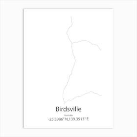 Birdsville,Australia Minimalist Map Art Print