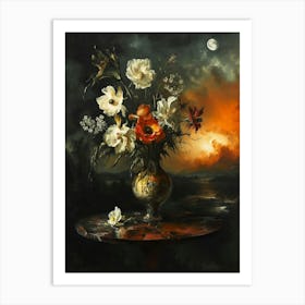 Baroque Floral Still Life Moonflower 4 Art Print