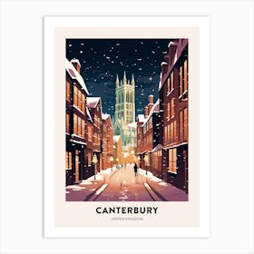 Winter Night  Travel Poster Canterbury United Kingdom 2 Art Print