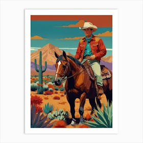 Cowboy On Horseback 1 Art Print