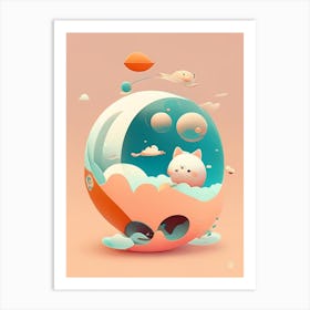 Gravity Kawaii Kids Space Art Print