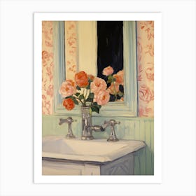 Bathroom Vanity Painting With A Camellia Bouquet 2 Art Print