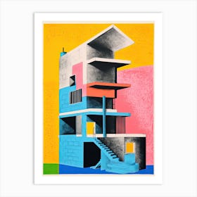 A House In Dubai, Abstract Risograph Style 3 Art Print