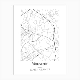 Mouscron,Belgium Minimalist Map Art Print