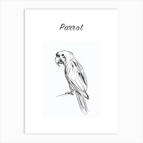 B&W Parrot Poster Art Print