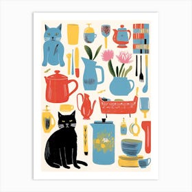 Cats And Kitchen Lovers 11 Art Print