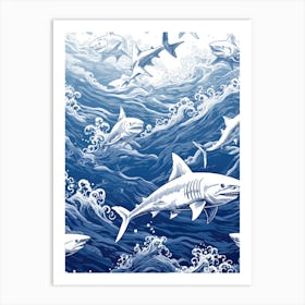 Sharks In The Sea 1 Art Print