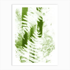 Abstract Green Ferns Art Print