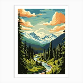 Mount Rainier National Park Retro Pop Art 14 Art Print