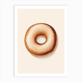 Cinnamon Sugar Donut Dessert Retro Minimal Flower Art Print