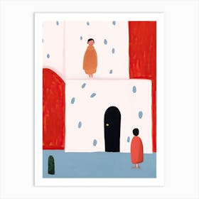 Holidays In Morocco, Tiny People And Illustration 3 Art Print