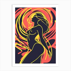 Abstract Nude Woman In Flames Art Print