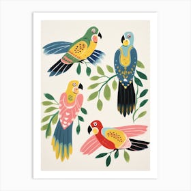 Folk Style Bird Painting Parrot 1 Art Print