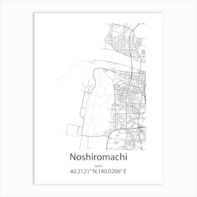 Noshiromachi,Japan Minimalist Map Art Print