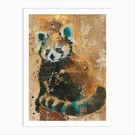 Red Panda Gold Effect Collage 1 Art Print