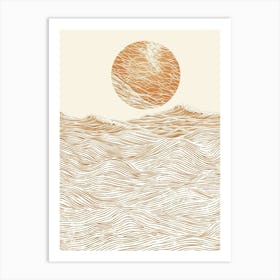 Sun Rising Over The Ocean, Minimalist, Bauhaus Art Print