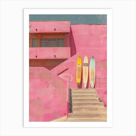 Surfboards On A Pink Wall Art Print