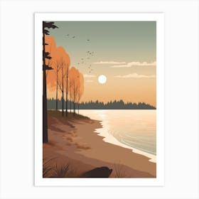 Autumn , Fall, Landscape, Inspired By National Park in the USA, Lake, Great Lakes, Boho, Beach, Minimalist Canvas Print, Travel Poster, Autumn Decor, Fall Decor 27 Art Print