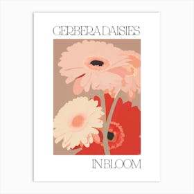 Gerbera Daisies In Bloom Flowers Bold Illustration 2 Art Print