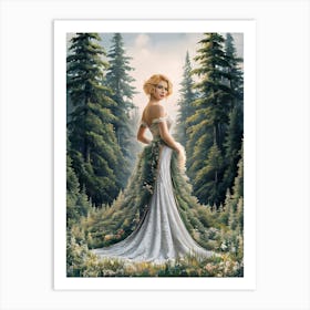 Collage Art of Beautiful Woman in The Forest #9 Art Print