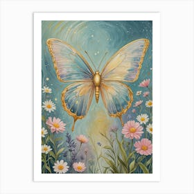 Golden Rainbow Butterfly In The Meadow Art Print