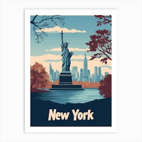 Aihrgdesign A Retro Travel Poster For New York Featuring The 1 Art Print