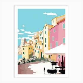 Cinque Terre, Italy, Flat Pastels Tones Illustration 4 Art Print