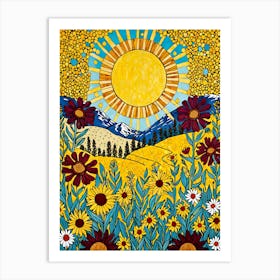 Sunflowers And Daisies Art Print